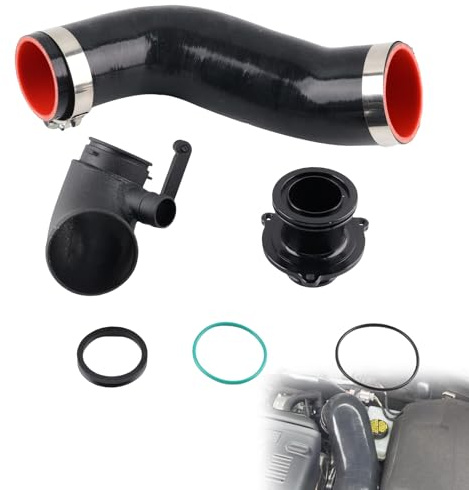 VVORHSBELL Turbo Inlet Pipe Kit Compatible with VW Golf MK7/7.5 GTI R Audi A3 S3 8V TT EA888 IS20 IS38 - High Flow Aluminum Elbow & Silicone Hose & Muffler Delete