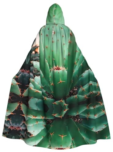 WHJDPP Agave Cactus Picture Halloween Adult Hooded Cape Cloak with Bow Tie for Costume Parties, Cosplay