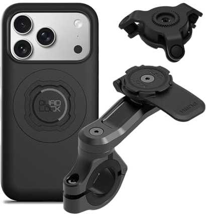 Quad Lock Telefonfäste för Motorcykelstyre PRO med Vibrationsdämpare och MAG-fodral för iPhone 17 Pro
