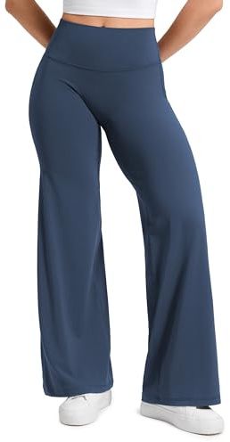 CRZ YOGA Pantalón Mujer Sin Costura Frontal Pantalón Pierna Ancha 76cm - Cintura Alta Yoga Estar Casual Starlighting 44