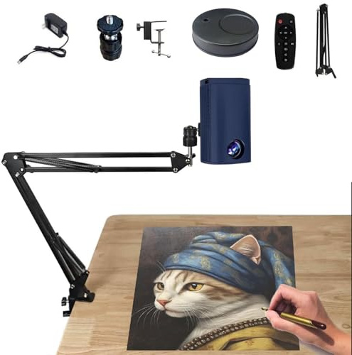 Proiettore d'arte intelligente for tracciamento e disegno, proiezione su tela da tavolo e da parete con telecomando e supporto, proiettore for schizzi intelligente(Blue,0.6m)