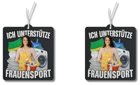 2x Duftbaum mit Ich unterstütze Frauensport Motiv, Auto lustig Duftspender, Duftbaum Auto tuning, Lufterfrischer, Duftanhänger Auto Set, Scherzartikel