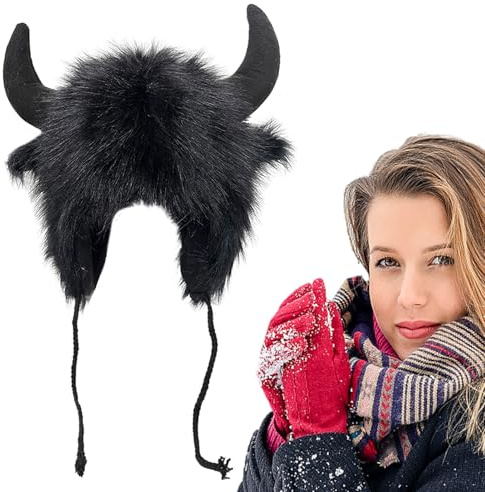 Generisch Bisonhut Plüschmütze - Tier Ohrenklappen Design | Cosplay Karneval Kostümaccessoire, nach für Männer Frauen Festival Themenparty Outdoor Abenteuer Verkleidung Winter Warm