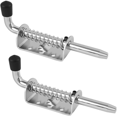 2 Pièces Verrous À Ressort Boulon Loquet En Acier Inoxydable 128 Mm | 2 Loquets À Ressort en Acier Inox 304, 10×128mm Avec Poignée Caoutchouc, Pour Portes, Fenêtres, Garages, Hangars Et Portails