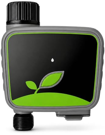 domyno Timer Irrigazione WiFi Smart da Giardino con Hub RF Incluso, Programmatore Acqua App Tuya Smart Life, Ritardo Pioggia, Modalità Manuale, Temporizzatore per Prato Orto Vasi