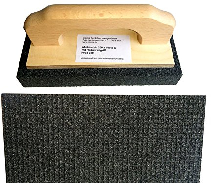 Zische Rutscher Schleifstein mit Griff, 200 x 100 x 30 mm, Siliciumcarbid, Körnung FEPA 30, für Beton und Estrich, Schruppstein