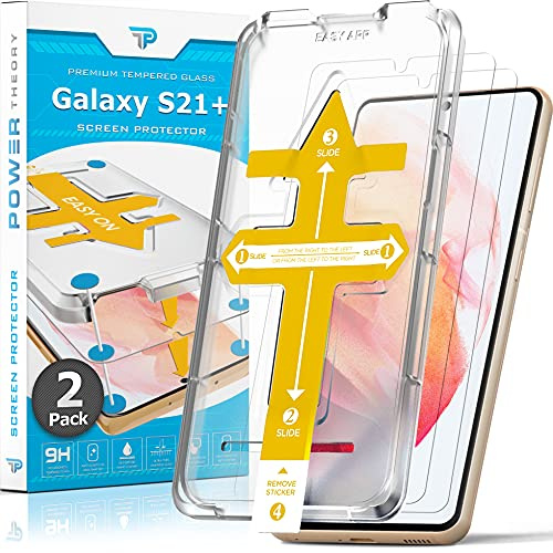 Power Theory Schutzglas für Samsung Galaxy S21 Plus Schutzfolie, Glas Displayschutz mit Schablone, Displayschutzfolie, Glas Folie mit Anbringhilfe [2 Stück]