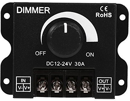 LED Switch Dimmer, DC 12V-24V 30A PWM Dimmer Controller, Justerbar Ljusstyrka Ljus Switch Dimmer Controller för LED Strip Light