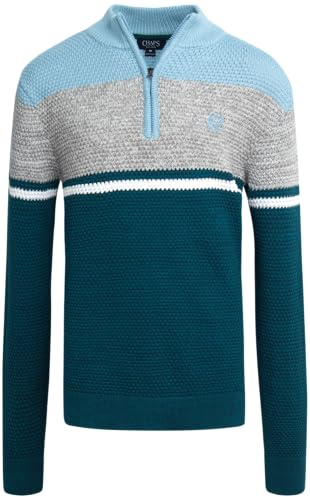 Chaps Boys Pullover Sweater - Classic Fit Mid-Weight Quarter Zip Pullover- Mock Neck Sweater for Boys (S-XL), Size Large, Jungle Blue
