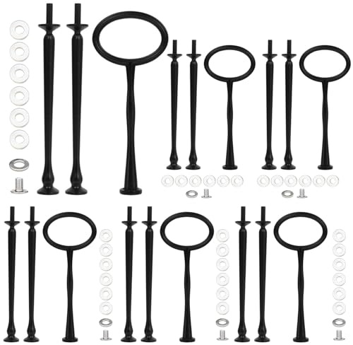 Pasdrucn 6-pack våningssänger set, våningar 3 nivåer svart | Tårtbyggsats, vintage, metallstång, våningsstänger, metallstänger mitthålsutstickare för tårthållare tårtor cupcakes