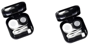Ipetboom 2pcs Black Contact Lenses Case Travel Kit Lens Box Organizer Mirror for Eye Contacts Lenses Compact