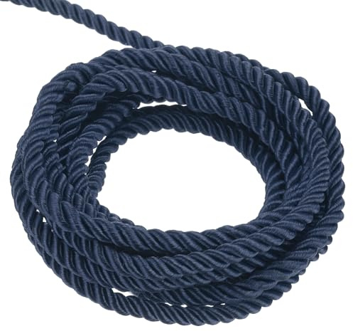 QUARKZMAN 10M Corda Intrecciata in Poliestere 11 Iarde 3mm 3-Fili Blu Navy | per Borse Regalo Decorativa di Natale, Corda Intrecciata Brillante, per Tende da Esterno