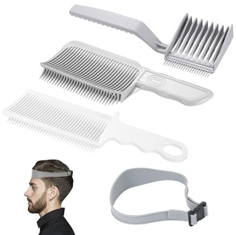 4 Peignes de Coupe à Dégradé Professionnels - Guide de Coupe Réglable pour Tondeuse - Accessoire Coiffure Homme - Kit Barbier avec Peigne Plat & Bandeau - Styling Précis Salon ou Maison
