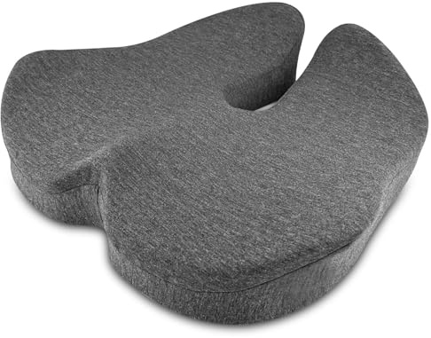 Dromzen Cojin Silla Oficina, Cojin Coxis, Cojin Asiento Coche, Cojin Ergonomico, Cojín de Asiento, Asiento Cojín de Espuma Viscoelástica para Coche, Silla de Oficina y Silla de Juego(Gris Oscuro)