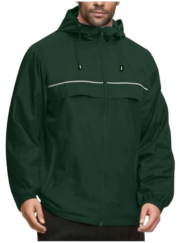 Ymosrh Rain Jackets Waterproof with Hood - Windproof Jacket Water Resistant Lightweight Raincoat Windbreaker for Hiking Fishing Travel Coats Motorbike Men Windbreakers Jacket (M - Green)