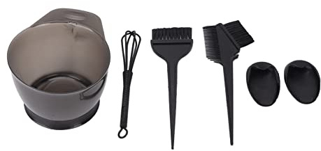 SYUULCOI för hårfärgningskit, färgblandningsverktyg med halkfri skål, dubbelsidig kam för krämapplicering, ergonomiska öronskydd, ABS-material hållbart set för hem- och (Svart)
