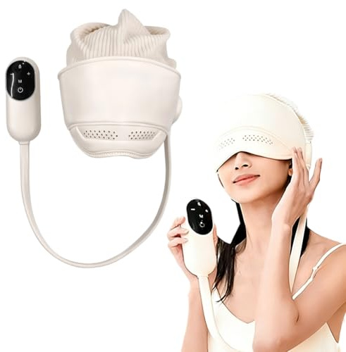 Massaggiatore elettrico per la testa con 6 zone e calore degli occhi (38-50 °C), massaggiatore elettrico per alleviare mal di testa/stress, massaggiatore per testa con 3 modalità per un sonno migliore