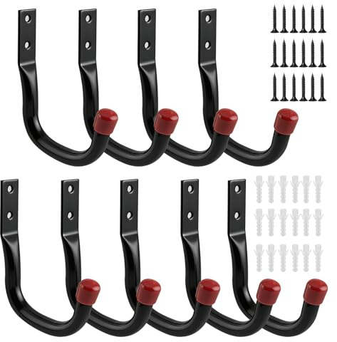 LINOI 9-pack garage J krok, tung Duty Wall Hooks (12 x 8,9 cm) – robusta krokar för laddare, tunga laster och organisering