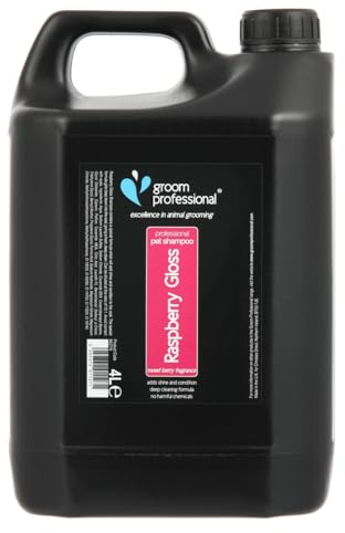 GROOM PROFESSIONAL Raspberry Gloss Hundeshampoo - Hundeshampoo Gegen Geruch - Tiefenreinigendes Shampoo - Verleiht Glanz & Kondition - Belebender Himbeerduft, 4 Liter