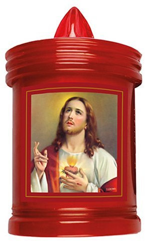 Sacred Heart of Jesus Grave Candle - Battery Grave Light Candle & Prayer Card