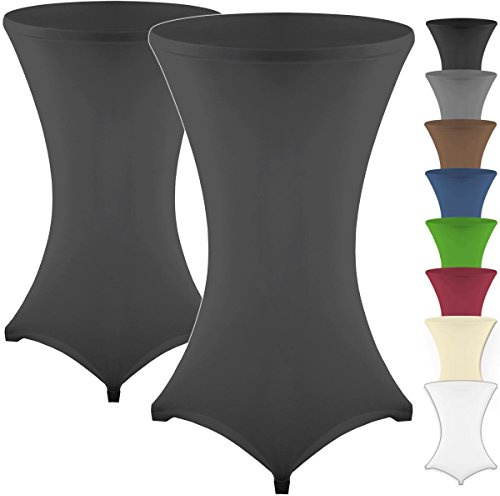 Gräfenstayn 2er-Set Stretch Stehtischhusse Diana mit Öko-Tex Siegel, Verstärkung im Fußbereich, in vielen Farben und Größen Ø60-65cm / Ø70-75cm / Ø80-85cm (Schwarz, Ø60-65cm)