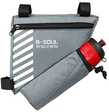 UPANBIKE Fahrrad-Dreieck-Rahmentasche 1.5L Polyester Frontschlauchbeutel Rahmentaschen,Grau(Wasserflasche ist Nicht enthalten)