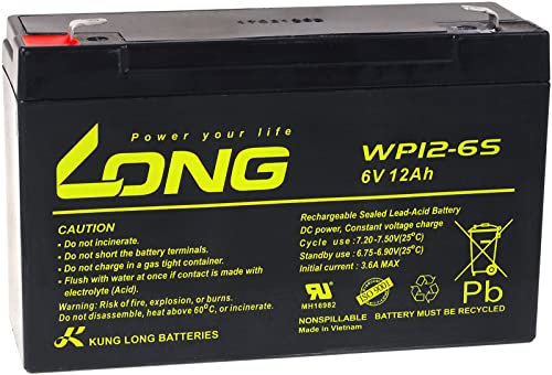 KungLong Ersatzakku für Rollstühle Elektro-Scooter 6V 12Ah (ersetzt auch 10Ah), 6V, Lead-Acid