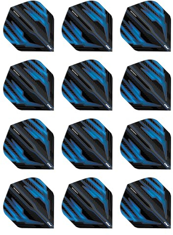 RED DRAGON Hardcore Radical Schwarz und Blau Extra Dicke Standard Dart Flights - 4 Sätze pro Packung (12 Flights insgesamt)