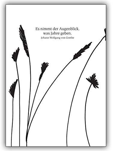 Kartenkaufrausch 4 Trauerkarten (4er Set): Trauerkarte mit Gräser Motiv und Goethe Zitat: Es nimm der Augenblick – edle Beistandskarte um im Sterbefall mit großer Anteilnahme zu kondolieren