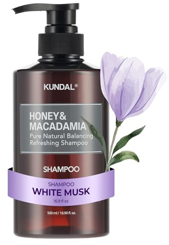 KUNDAL nature shampoo 500ml (weiße moschus) | 50 ml, sulfatfreie Formel, erfrischende Kopfhautpflege, Honig- und Macadamia-Extrakte, pflanzlicher Ölkomplex
