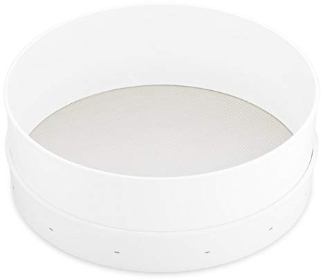 thermohauser Großes Kunststoffsieb aus Edelstahl und Kunststoff PS, Durchm. 30,5 cm, Maschenweite 0,5 mm, spülmaschinengeeignet, Weiß