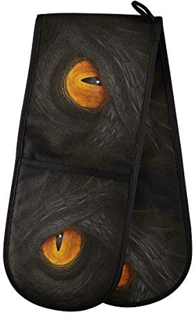TropicalLife HaJie Gant de cuisine double résistant à la chaleur Motif œil de dragon, maniques pour la maison, la cuisine, la cuisine, la pâtisserie, le barbecue en plein air