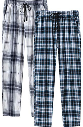 AjezMax 2 Paquets Bas de Pyjama Coton Femme Hiver Carreaux Longue avec Poches en Coton Pantalon PJ