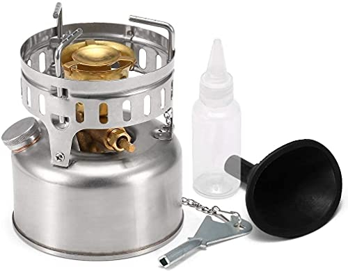HXR Réchaud de camping portable en acier inoxydable - Réchaud à essence portable pour camping en plein air - Équipement de camping - Mini réchaud de poche