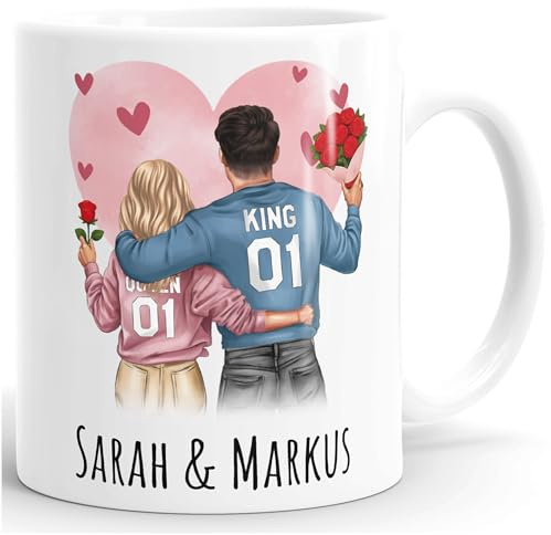 SpecialMe® Tasse Paar personalisiert mit Namen Liebe Geschenk Partner Weihnachten Geburtstag Jahrestag Valentinstag Weiss Keramik-Tasse