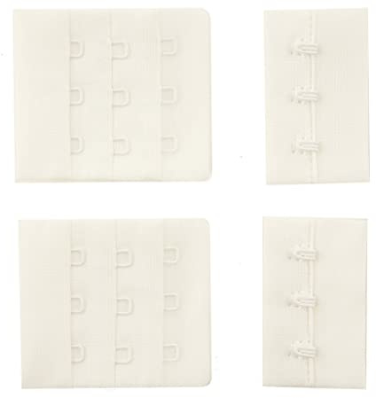 HAND® White Bra Hook and Eye Bra Strap Sew-in Fasteners - 3 Hooks - 45 mm Wide - Pack of 2 Sets