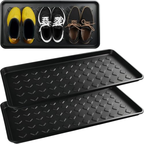 2X Schuhabtropfschale Schuhmatte 71,5 x 34,5 cm aus Kunststoff Schuhwanne Schuhablage mit erhöhtem Rand (2 Stück)