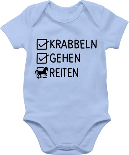 Shirtracer - Baby Body Kurzarm - Pferde - Krabbeln Gehen Reiten I Reiten Evolution Reiter I Pferdeliebhaber Geschenk Reiterin
