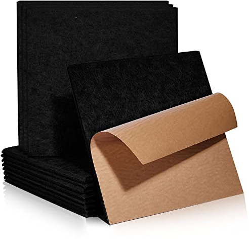 Quadratische Akustikplatten selbstklebend 12 Stück I Schallabsorber Schallschutz mit hoher Dichte für Wand Decken Holz & Tür - Akustikpanel Schallschutzplatten Akustikplatte, 30x30x0.9cm, Schwarz