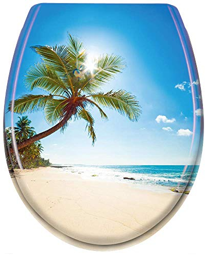 UISEBRT WC-Sitz mit Absenkautomatik Toilettensitz Premium Toilettendeckel Antibakteriell Klodeckel Klobrille aus Duroplast, Strand