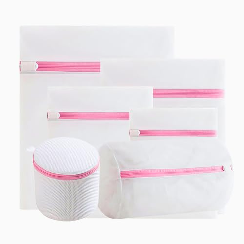 Intirilife 6er Wäschenetze Set Wäschesäcke in verschiedenen Größen aus weißem Polyester - 50 x 60/40 x 50/30 x 40/25 x 25/15 x 17/33 x 22 cm - Zum Schutz für empfindliche Wäsche