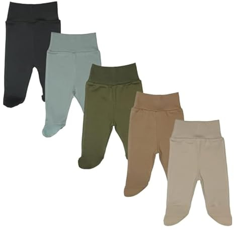 MEA BABY Unisex Baby Hose mit Fuß aus 100% Baumwolle im 5er Pack, Baby Stramplerhose mit Fuß, Babyhose mit Fuß Jungen Baby Hose mit Fuß Mädchen (56, Jungen3)
