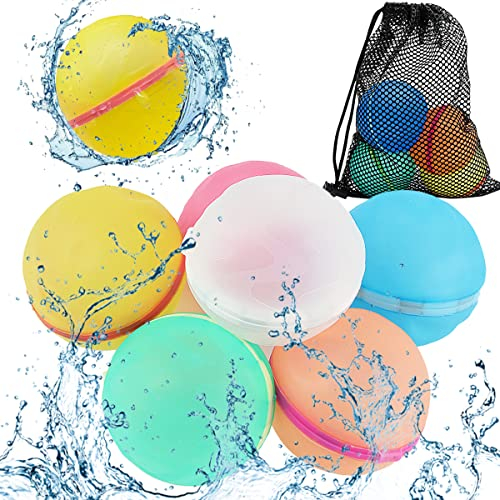 Wasserbomben, Taozoey 6 Stück Wasserbomben Wiederverwendbar, Selbstdichtende Silikon-Wasserbälle, Wasserball, Water Balloons, Outdoor Spielzeug, Wasserspielzeug Kinder