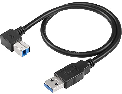 SinLoon USB 3.0-Druckerkabel, 90 Grad, USB 3.0 Typ A Stecker auf Typ B Stecker, Hochgeschwindigkeits-Druckerkabel für Festplatte, Drucker, Scanner, USB-Hub, Monitor und mehr (UP)