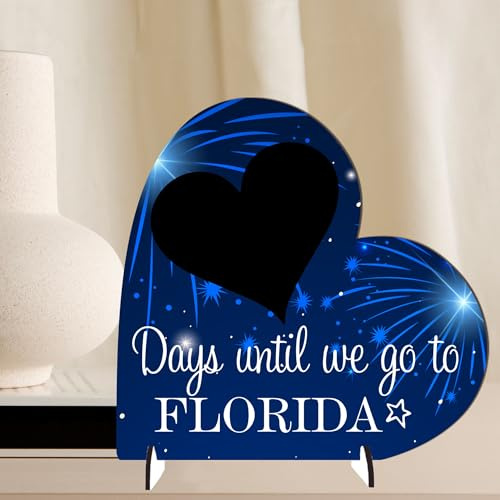 Days Until Florida Kreidetafel für Mädchen, Geschenk für Kinder, Urlaub, Countdown, modernes rustikales Design, Familienurlaub-Countdown (klein, 8,5 cm x 8 cm, ohne Stift)