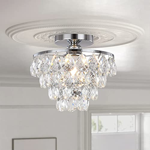 ZenithBeam Modern taklampa i glas för hall, takbelysningstillbehör, infälld lampa för sovrum, vardagsrum (silver)