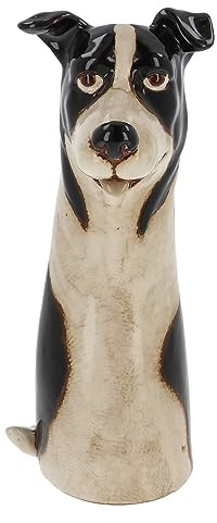 Village Pottery Top Dog Vase Collection - Boxer, Collie, Basset, Patch and More! (Collie)