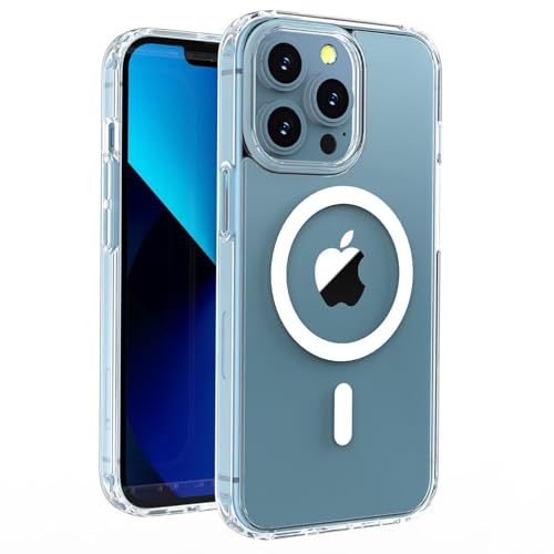 Mixroom - Cover Magnetica per iPhone 15 PRO Max, Compatibile con MagSafe, Custodia Antiurto Telefono, Ricarica Wireless, Retro AntiGraffio Trasparente