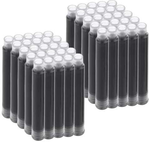Amaxiu 50 Pièces Cartouches D'encre Pour Stylo Plume Noir, Diamètre D'alésage De 3.4 mm Recharges D'encre Pour Stylo Plume Compatible Stylo Plume De Calligraphie (3.4 mm)