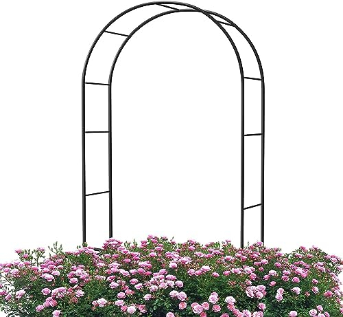 GueTTO Rosenbogen Verzinkt Rost Rankhilfe Torbogen Rosen Gartenbogen Freistehend Hochzeit Rankbogen Metall Stabil Für Pergola Terrasse Hinterhof Breite 120 140180 240 300cm,Schwarz,W350*H220cm